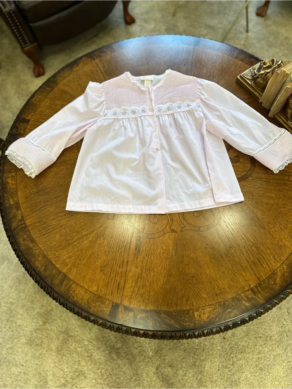 Barbizon Vintage Pajama Top size Medium Pink Floral Cottagecore Aesthetic